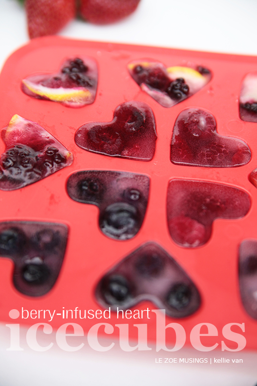 berry infused heart ice cubes9