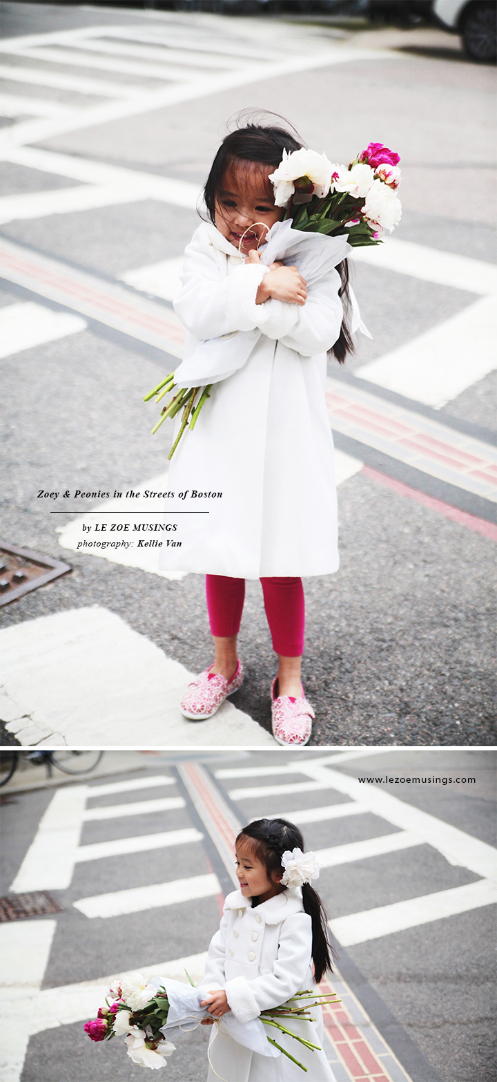 Zoey and Peonies in the Streets of Boston 2 by Le Zoe Musings